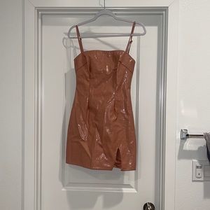 Short cream snakeskin mini dress